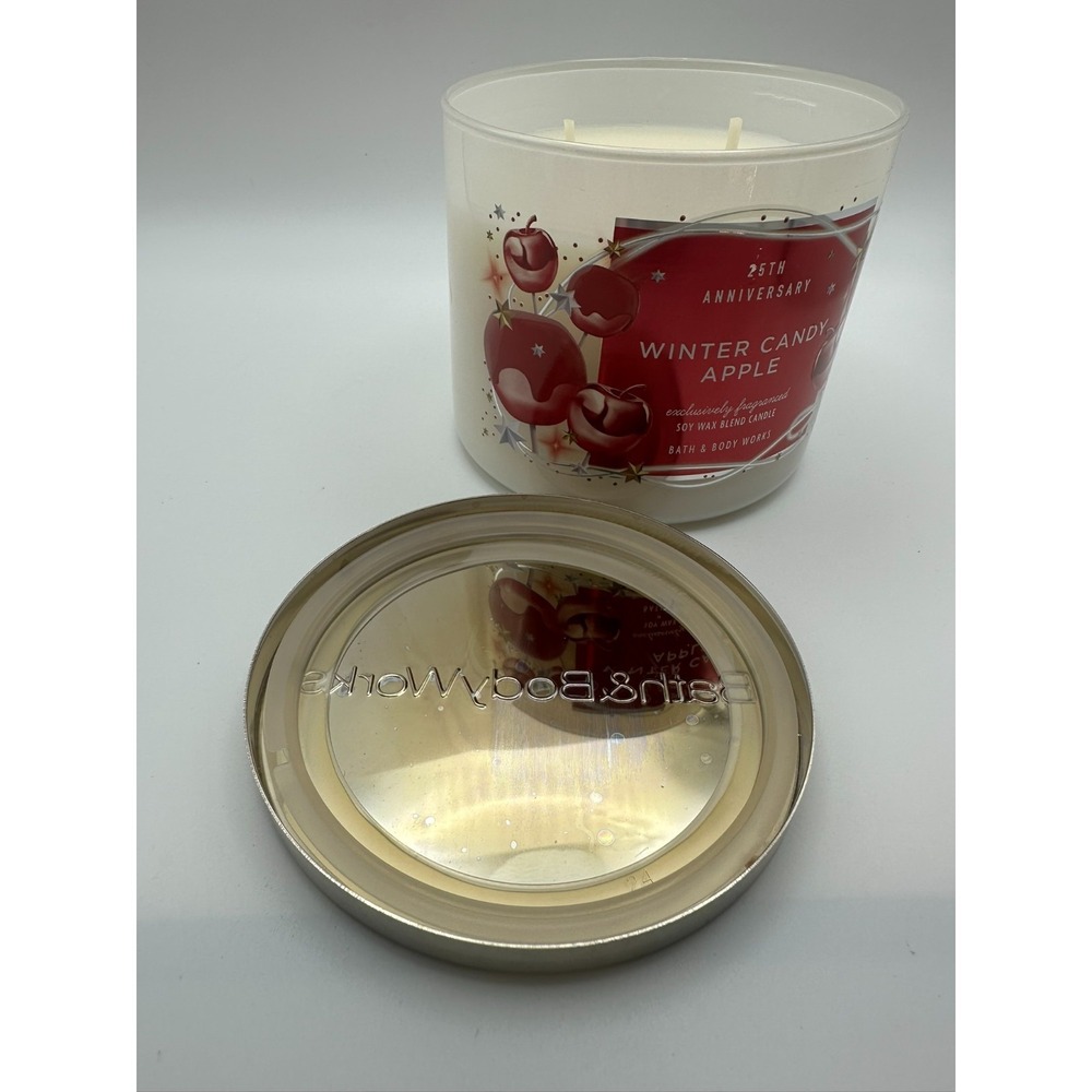 Winter Candy Apple 3 Wick Candle Bath Body Works 25th Anniversary 14.5 oz - Picture 3 of 4